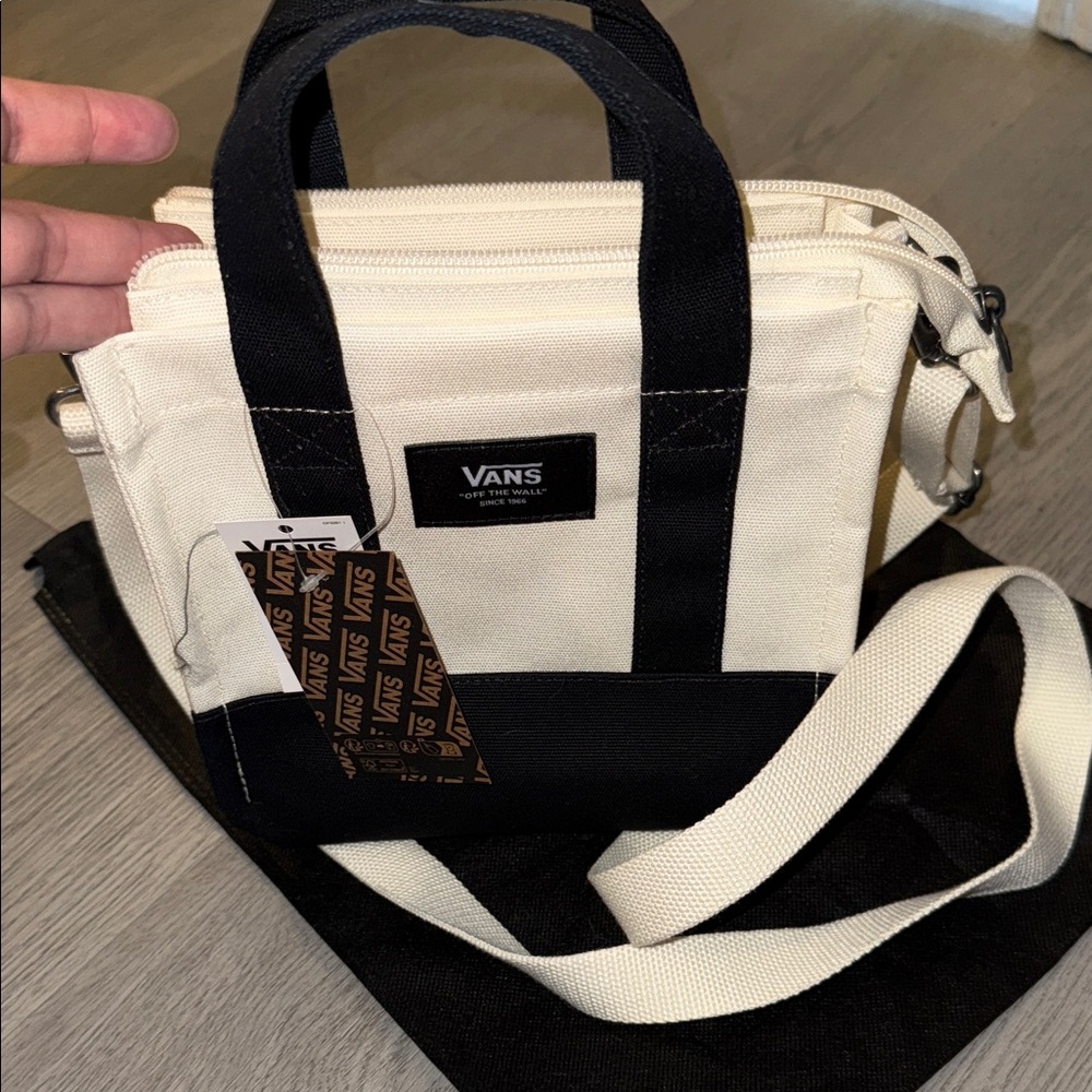 Vans Black and Cream Shoulder Bag
